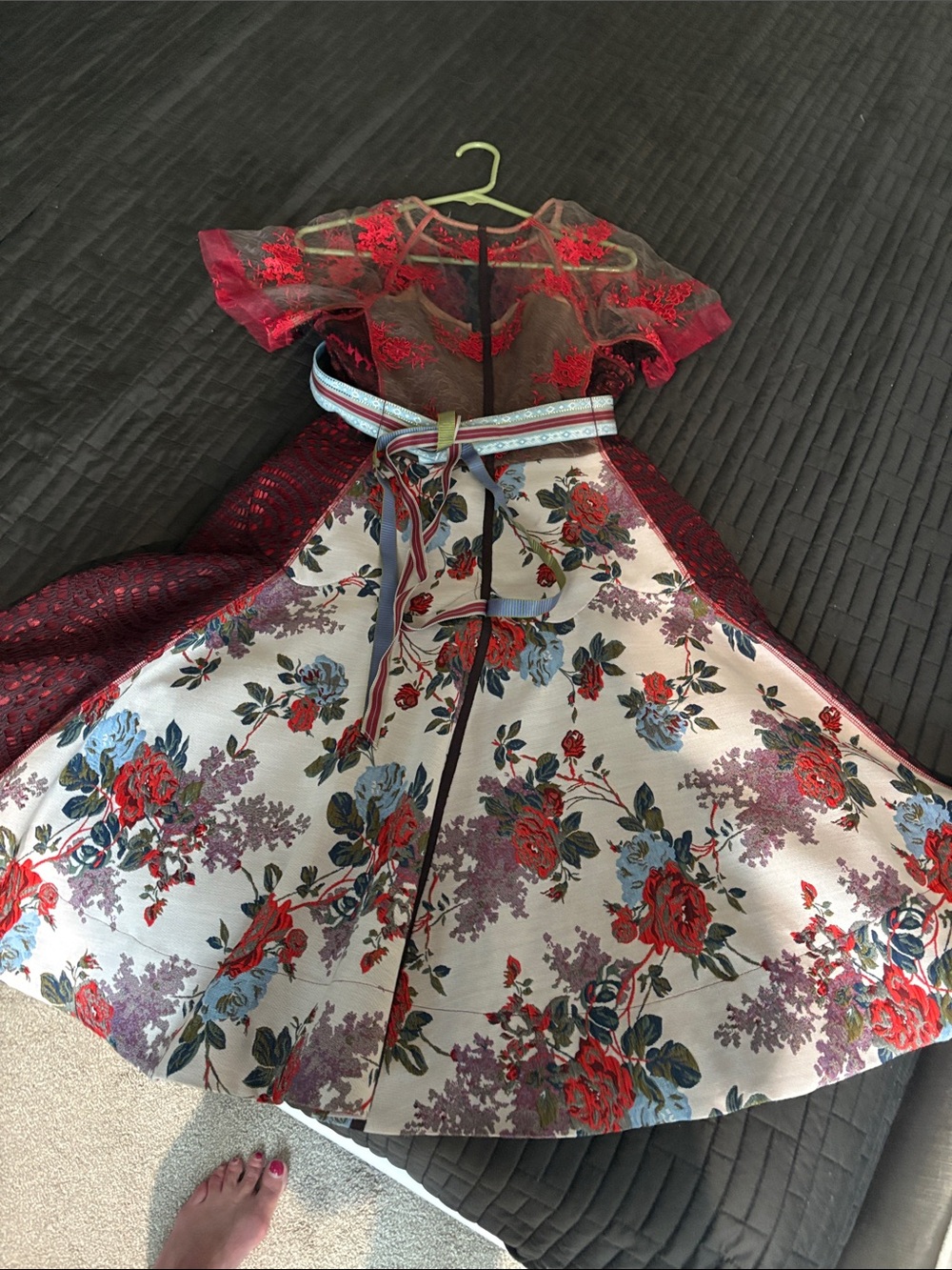 Rare Anthropologie Byron Lars "Winter Rose" Lace Brocade Midi Dress - Size 4